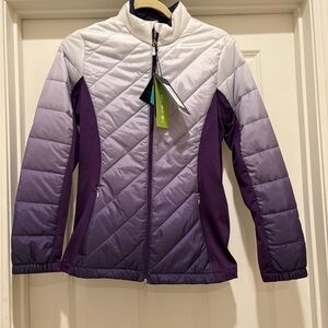 NWT Sun Mountain Women’s Gradient Purple Gold Jacket, size S